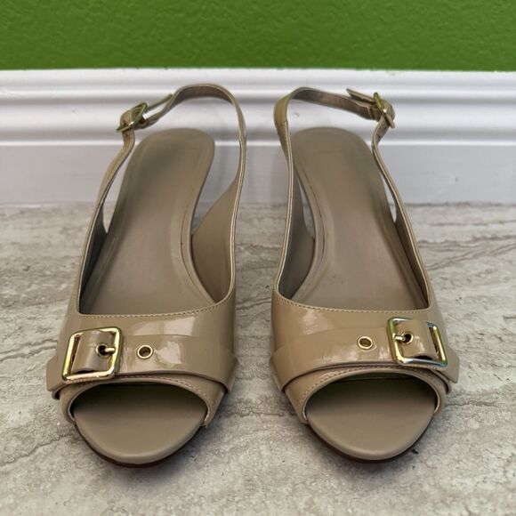 COLE HAAN Grand OS Patent Slingback Sandals Kitten Heels D43710 Size 7.5 B - Picture 4 of 13